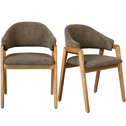 Moloo WOOL-Chaise en Frêne naturel et Tissu Trendy Taupe (x2)