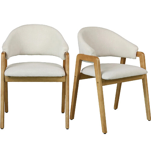 Moloo WOOL-Chaise en Frêne naturel et Tissu Trendy Ecru (x2)