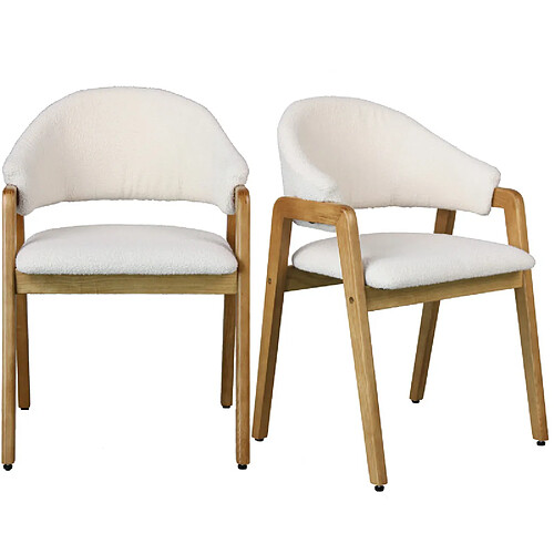 Moloo WOOL-Chaise en Frêne naturel et Tissu Curly Ecru (x2)
