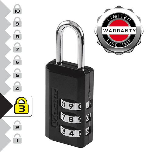 Master Lock 646EURD Cadenas à Combinaison avec Corp en Zinc, Noir, 6,3 x 2 x 1 cm