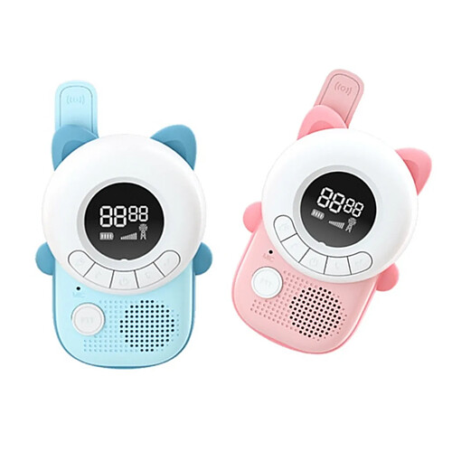 Avizar Paire de Talkie-walkie Enfant avec Écran LCD Rétroéclairé Modèle Miaou Bleu