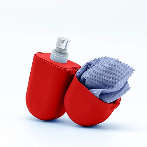 KUTJO Pack Spray Nettoyant Antibactérien Klap avec Lingette en Microfibres Rouge