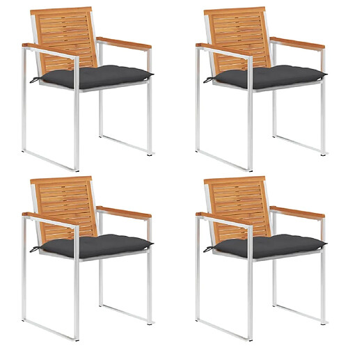vidaXL Chaises de jardin avec coussins - Bois d'acacia massif