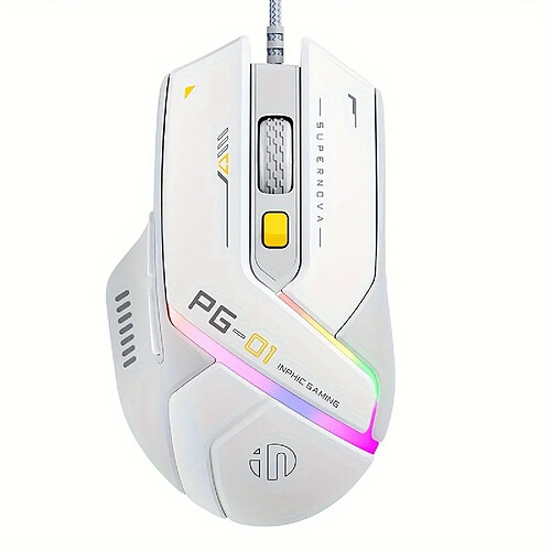 1pc PG1 Souris de jeu filaire, souris gamer ergonomique avec rétroéclairage RGB, macro programmable, capteur optique précis, compatible PC Windows 10/11, droitier, filaire USB