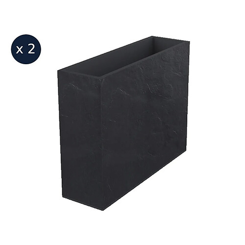 EDA Plastiques EDA Volcania Jardinière Rectangulaire 2 pcs - Anthracite