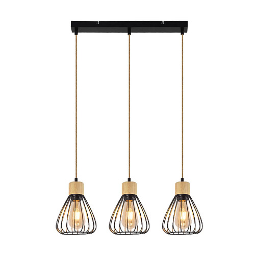 Zmh Suspension corde métal bois - Noir