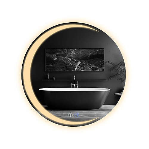 Zmh Miroir de salle de bain lumineux rond - Blanc