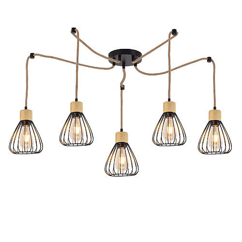 ZMH Pheashine Suspension rétro métal bois - Noir