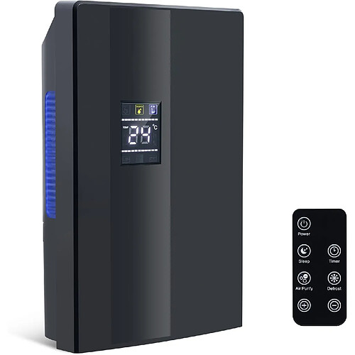 ZMH Déshumidificateur électrique 2000 ml noir avec télécommande et minuterie – pour chambre au sous-sol