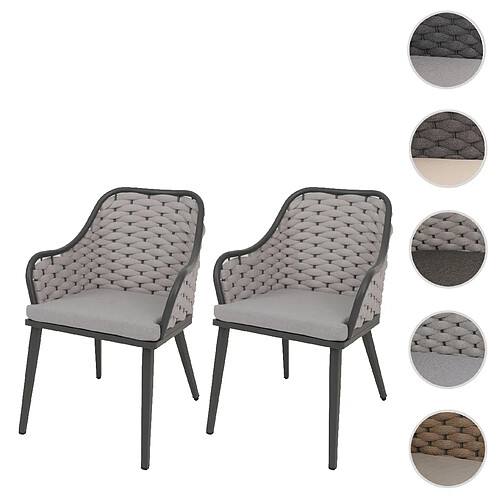 Mendler Lot de 2 chaises de jardin - Gris clair