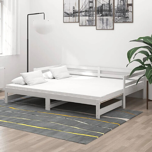 VIDAXL Lit coulissant 2x(90x200) cm - Bois de pin blanc
