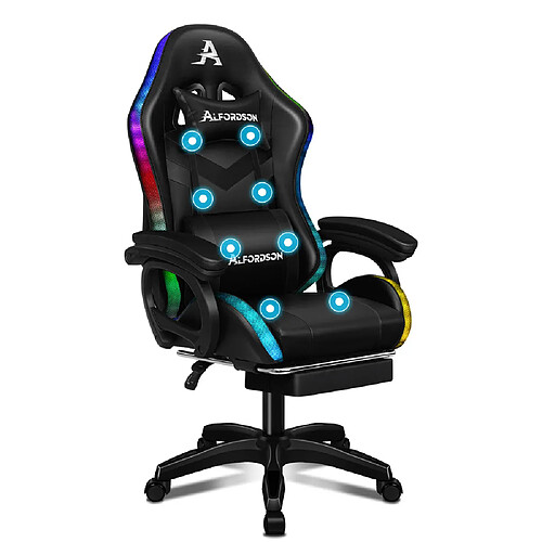 Alfordson Chaise Gaming LED et Massante