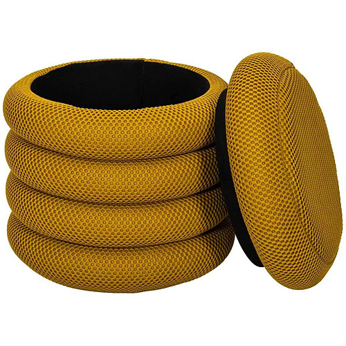 The home deco factory Pouf-coffre rond - Jaune