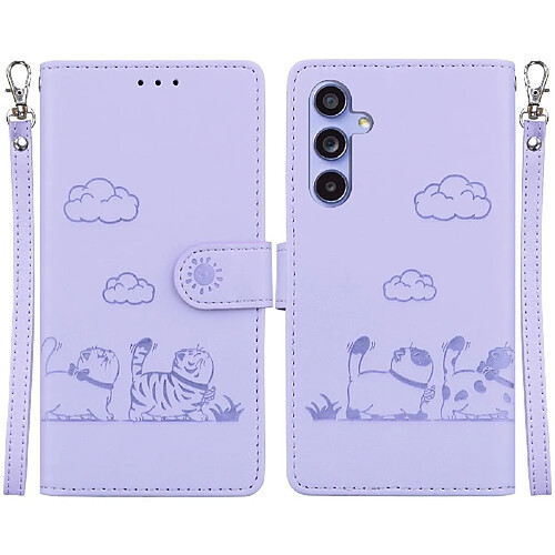 Samsung Galaxy S23 FE - Étui flip violet RFID chat