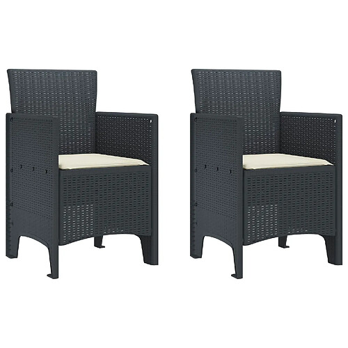 vidaXL Chaise de Jardin - Ensemble de 2 Anthracite Crème