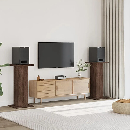 vidaXL Supports de haut-parleurs 2 pcs chêne marron bois d'ingénierie