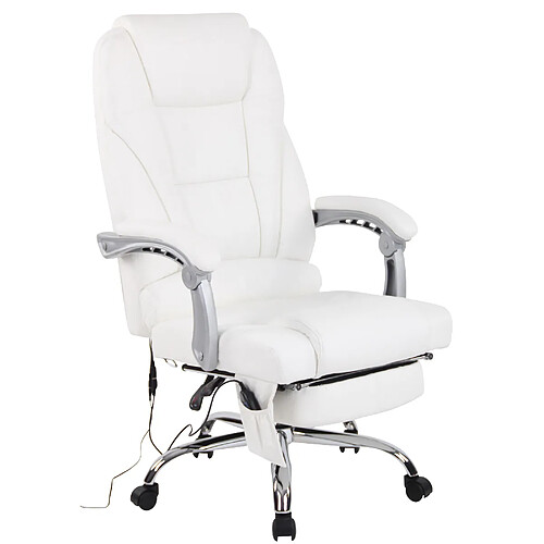 Fauteuil de bureau massage cuir - Blanc