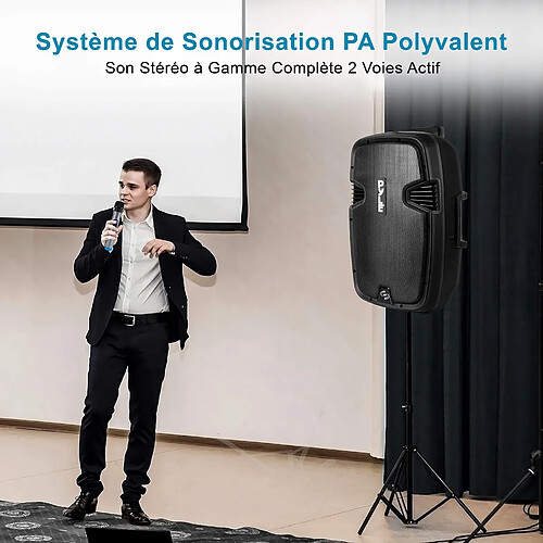 Pyle Kit Enceintes avec 2 Pieds, Enceinte Bluetooth Puissante,1000W, Haut Parleurs Actives et