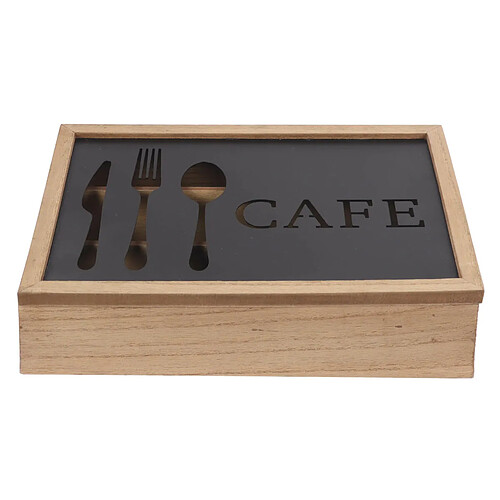 Range-couverts DKD Home Decor Marron Noir Métal Bois MDF Vintage 25 x 18 x 6 cm