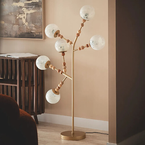 ILUZZIA Ledkia Lampadaire Métal et Verre Routi Doré