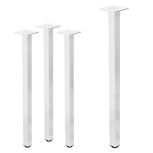 ML-Design Lot de 4 pieds de table I-design 72 cm blanc hauteur réglable support meuble