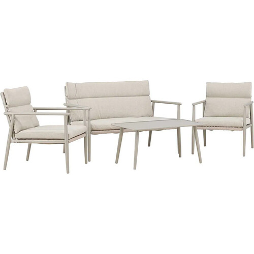 Venture Home Ensemble canapé, fauteuils et table en acier Mazzaro beige.