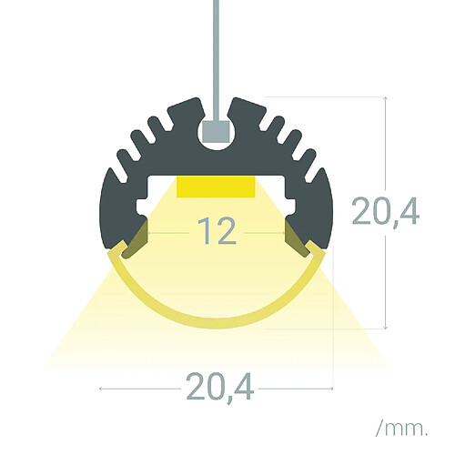 Ledkia Profilé aluminium suspendu rond pour rubans LED