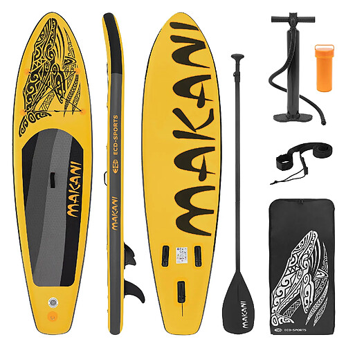 Ecd Germany Stand up paddle board gonflable Makani planche sac pompe pagaie jaune 320 cm