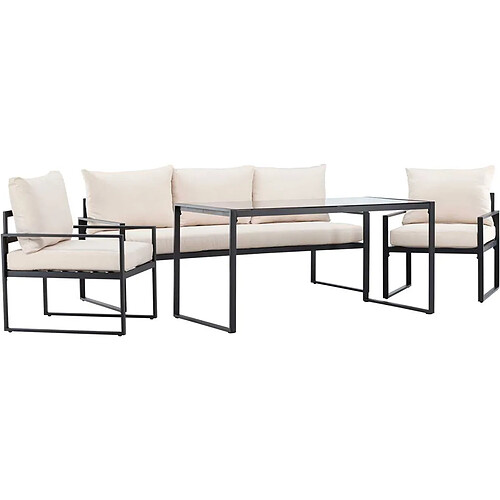 Venture Home Ensemble canapé fauteuils et table de jardin Catania noir et beige.