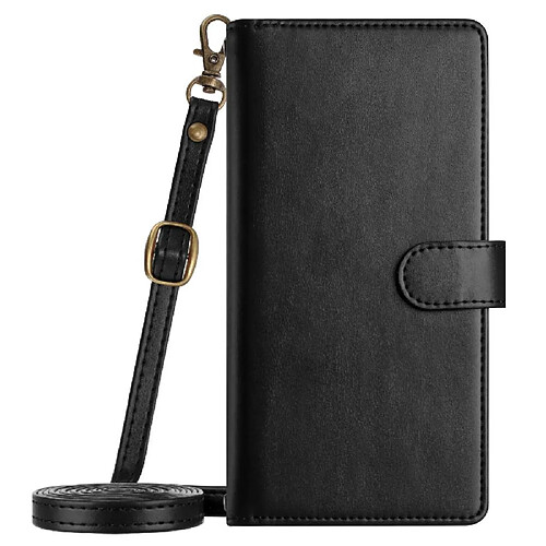 Sangle Longue Étui Pour Xiaomi POCO X5 Pro 5G Flip Folio Antichoc Protecive 8 Fentes Pour Cartes Portefeuille Portefeuille Fermeture Éclair FOXDOCK Noir