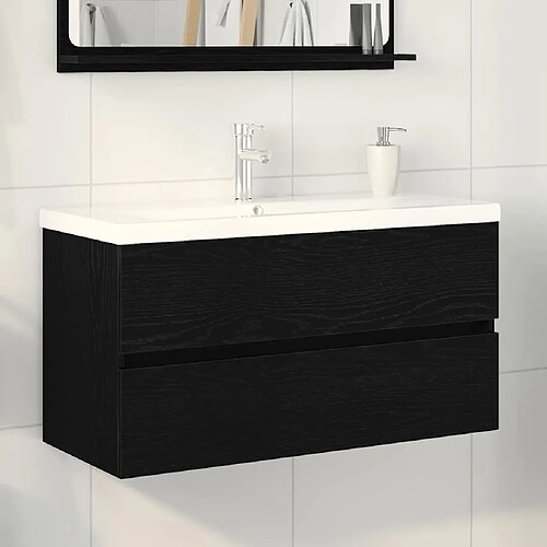 vidaXL Meuble de Lavabo de Salle de Bain Chêne noir 90 x 39 x 62 cm