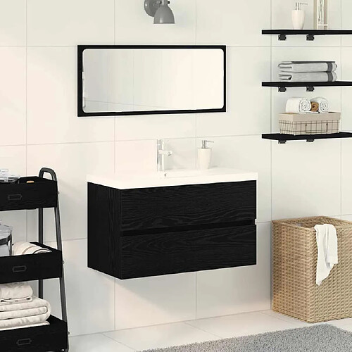 vidaXL Meuble de Lavabo de Salle de Bain Chêne noir 80 x 39 x 62 cm
