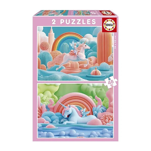 Educa borras Puzzle enfant licornes magiques - 2 x 48 pièces