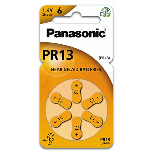 Pack de 6 piles auditives Panasonic PR13