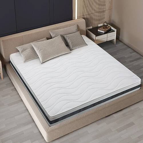 The White Stone Matelas 140x190 cm en Waterfoam hypoallergénique, 25 cm | Garnissage en ouate et housse en