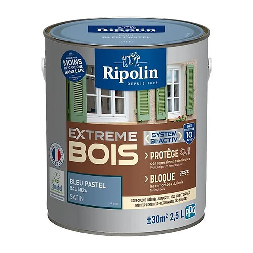 Ripolin Extreme Bois - Bleu Pastel Satin - 2,5 L