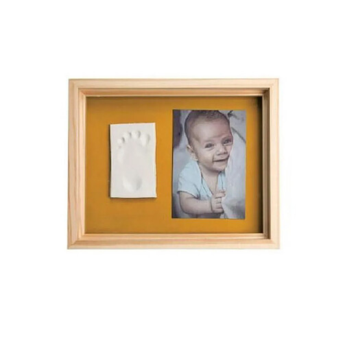 Baby Art Pure Frame - Kit Cadre avec Pâte à Modeler et Cadre en Bois de Pin Naturel, Rouleau, Panneau Arrière Réversible (Vert/Orange)