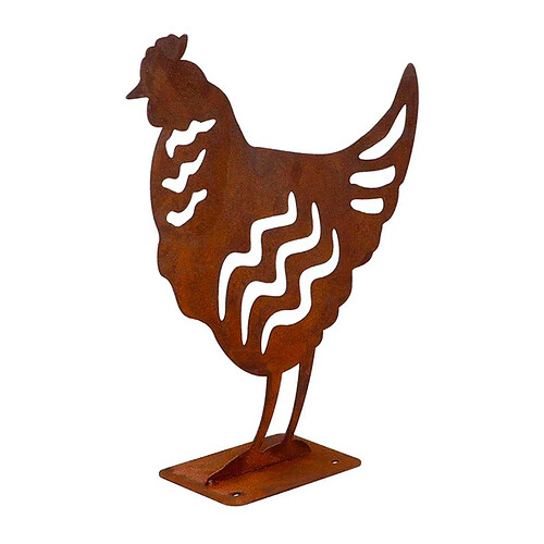 Esschert Design Animal en acier effet rouillé à poser Poule.