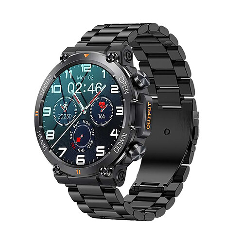 Montre connectée K56PRO avec fonction d'appel - Écran 1,39 pouces - steel strap black 01