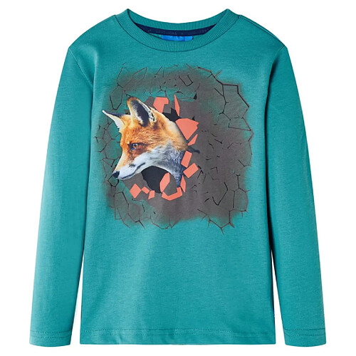 Vidaxl T shirt pour enfants à manches longues aqua foncé 116