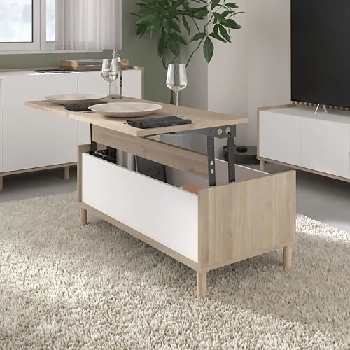 Parisot Table basse relevable Morphos - Blanc chêne