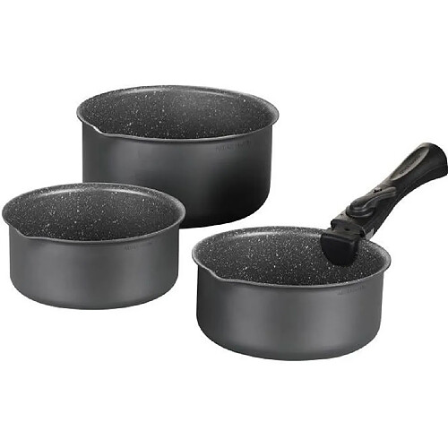Arthur Martin Set de 3 casseroles Gris Mat 16-18-20 cm + 1 poignée amovible - Aluminium ? Revetement a...