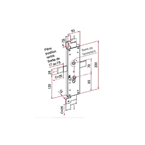 Tirard Serrure de volet 3 points - Zingué blanc