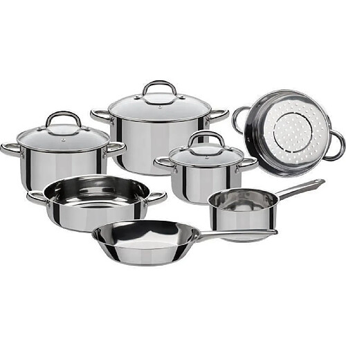 Batterie de cuisine 10 pcs - GSW - MONTREAL - compatible Induction - Acier inoxydable 18/10