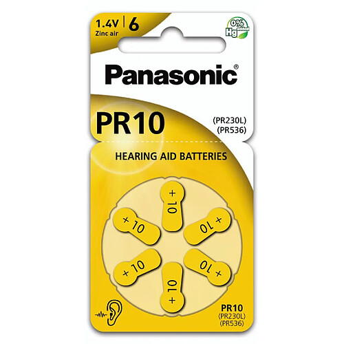 Pack de 6 piles auditives Panasonic PR10