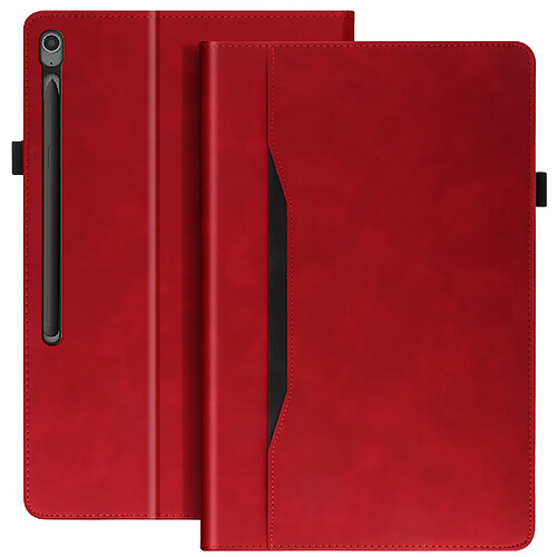 Avizar Étui pour Samsung Tab S10 FE Plus Clapet Portefeuille Support Vidéo Rouge