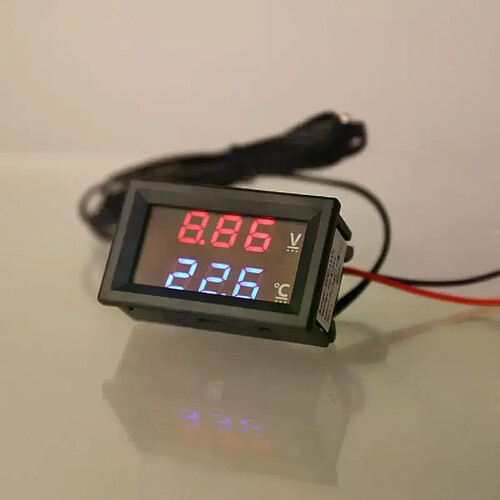 Jauge de tension et température - Voltmètre thermomètre pour voiture