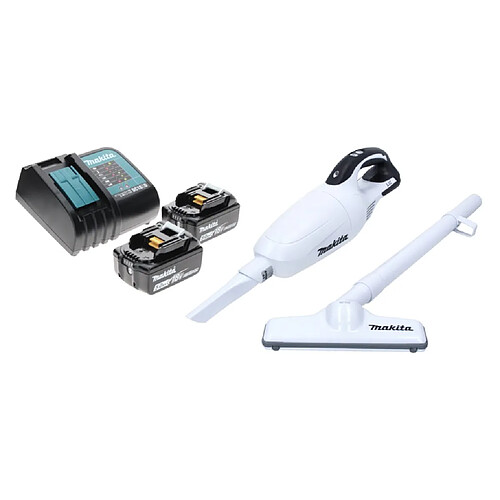 Makita DCL 181 FRT W Aspirateur sans fil 18 V blanc + 2x Batteries 5,0 Ah + Chargeur