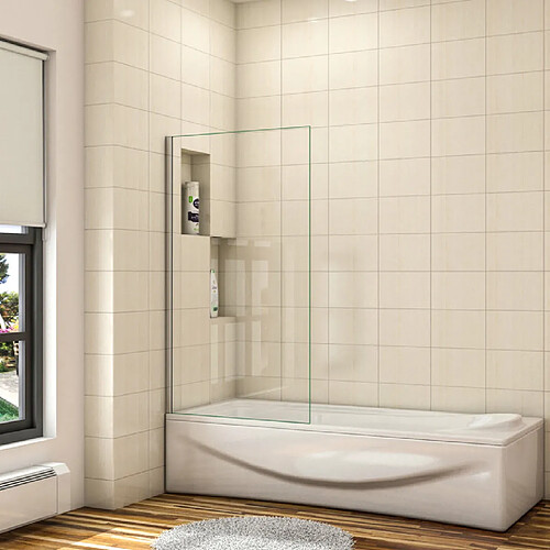 Aica Sanitaire Aica Écran De Baignoire 40x130cm Pare-baignoire Fixé En 5mm Verre Anticalcaire