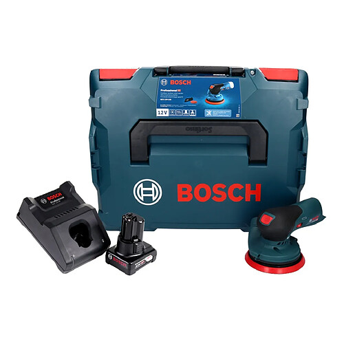 Bosch GEX 12V-125 Professional Ponceuse excentrique sans fil 12 V 125 mm brushless + 1x Batterie 6,0 Ah + Chargeur + L-Boxx